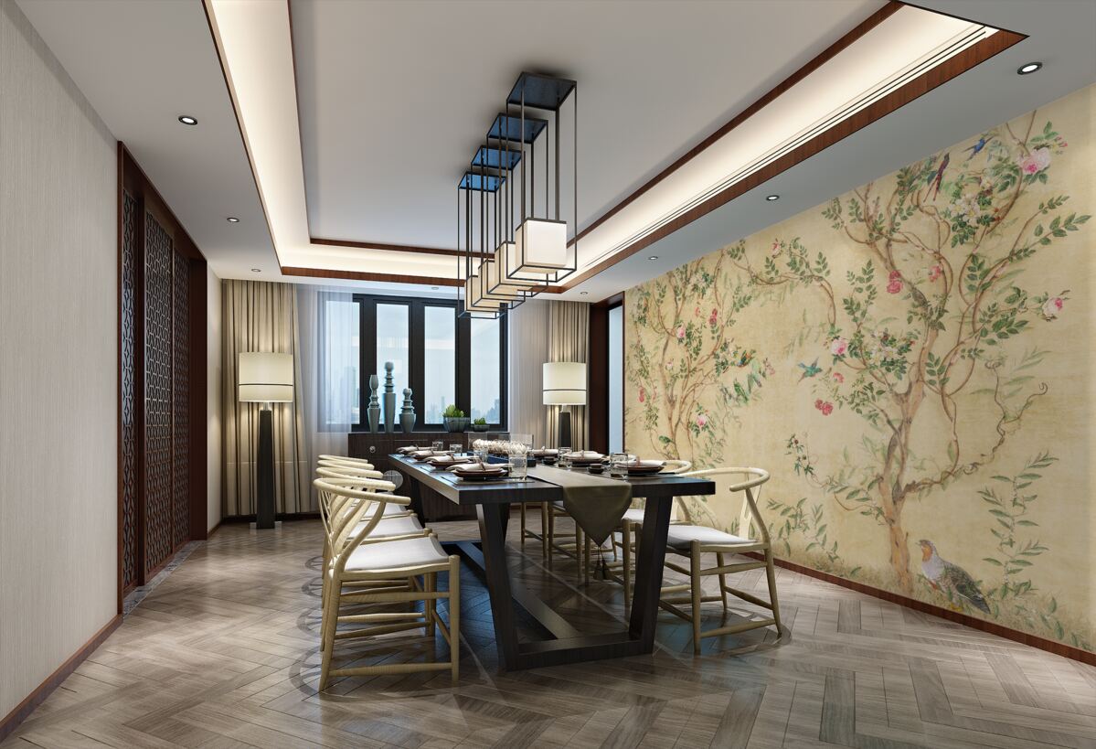 Fototapeta Wiosenne drzewa i ptaki