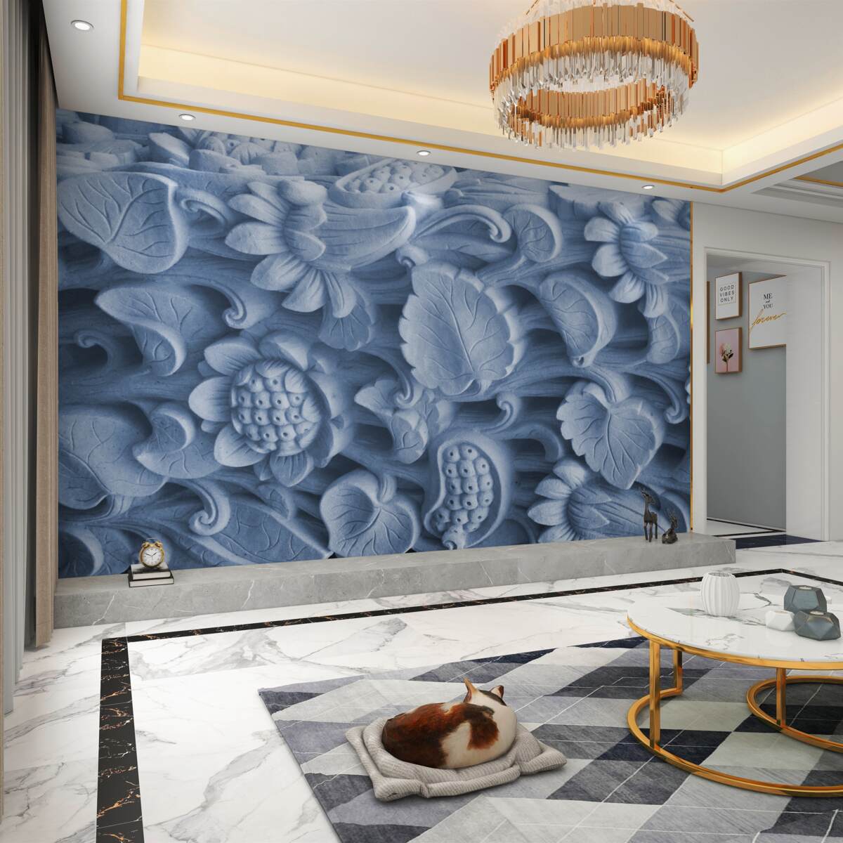 Fototapeta Tekstura liści na tynku