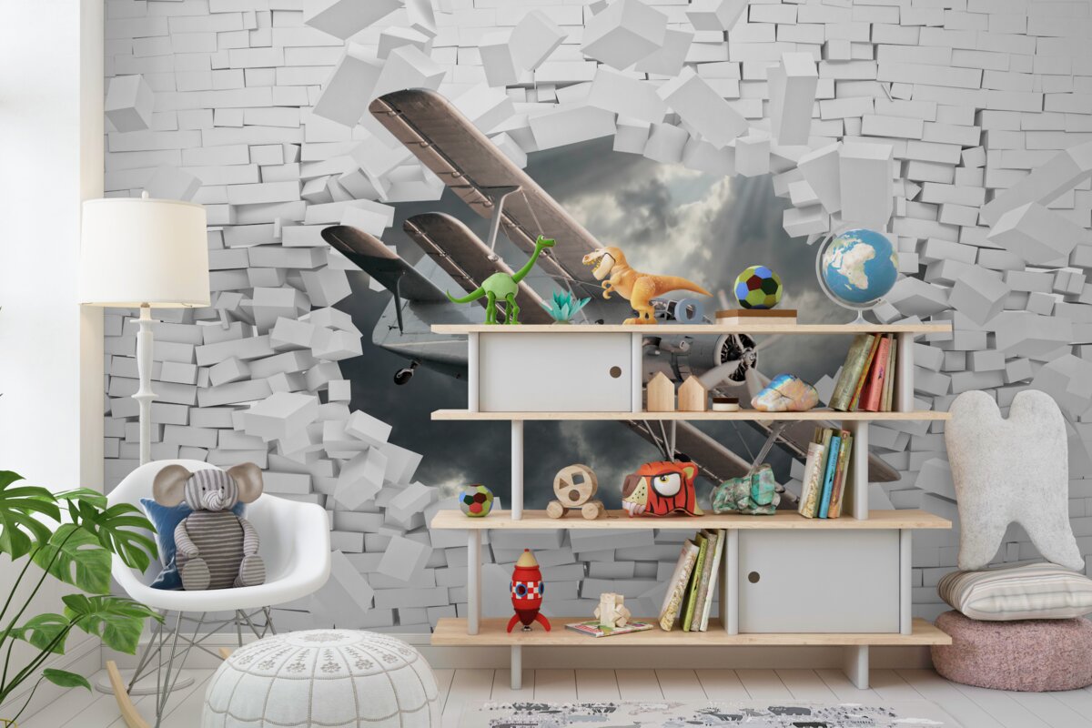 Fototapeta Samolot rozbija ścianę