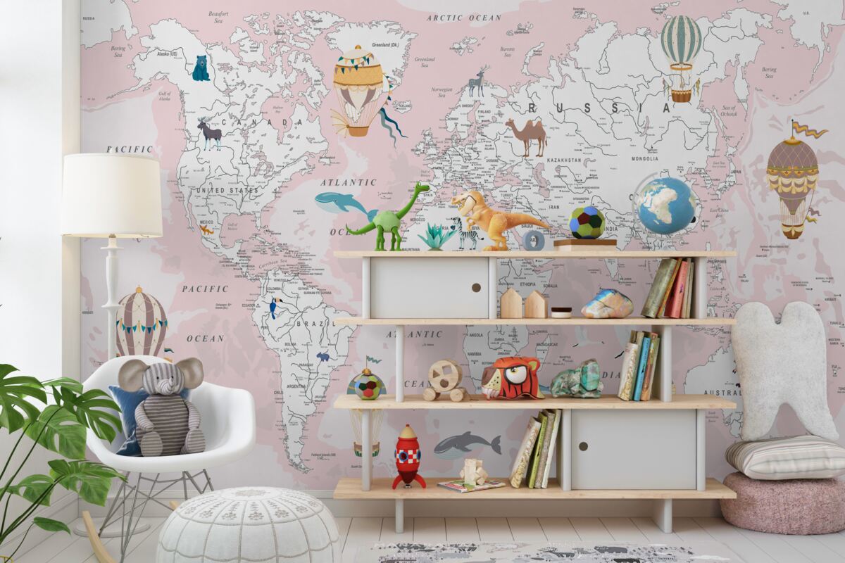 Fototapeta Mapa świata w odcieniach różu