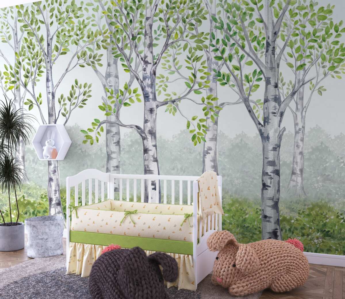 Fototapeta Sad brzozowy w akwareli