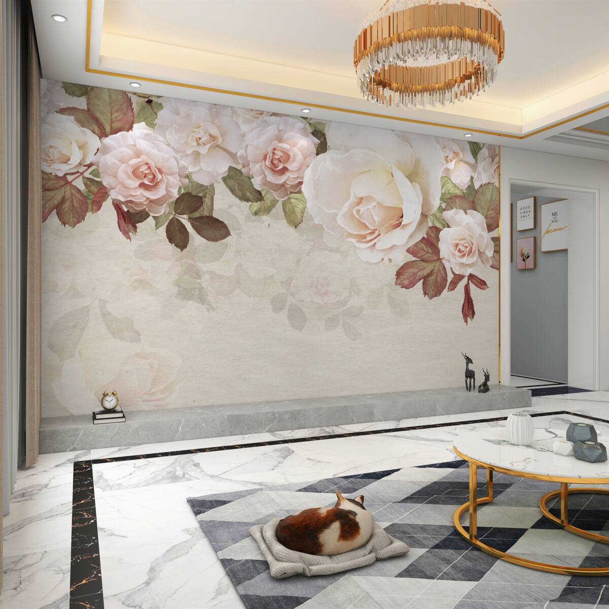 Fototapeta Akwarela delikatne pąki róż