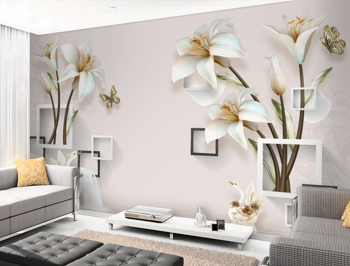 Fototapeta Kwiaty w kwadratowych ramkach