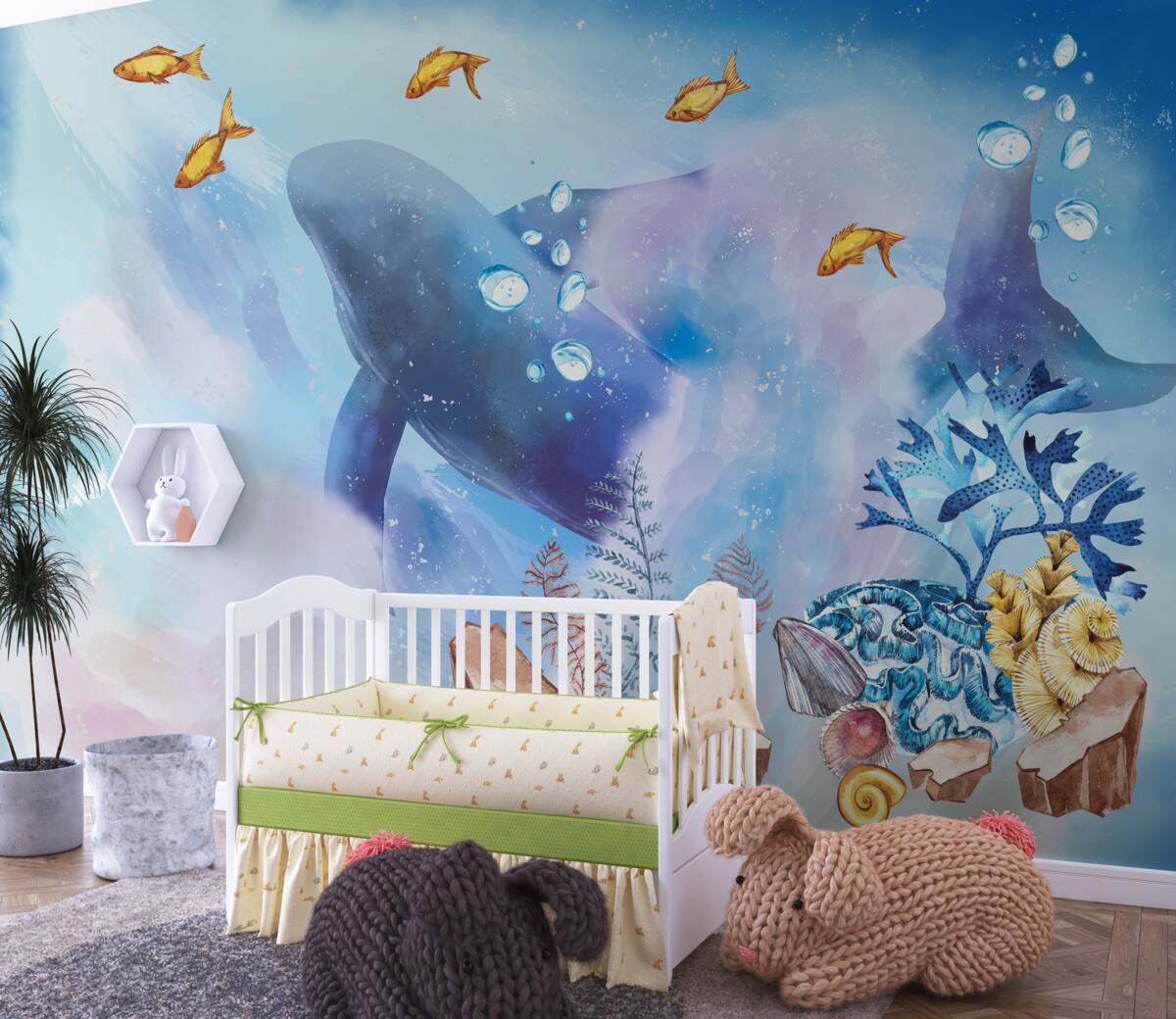 Fototapeta Błękitny wieloryb pod wodą