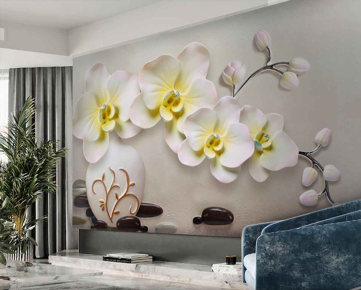 Fototapeta Kwiaty orchidei z dekoracjami