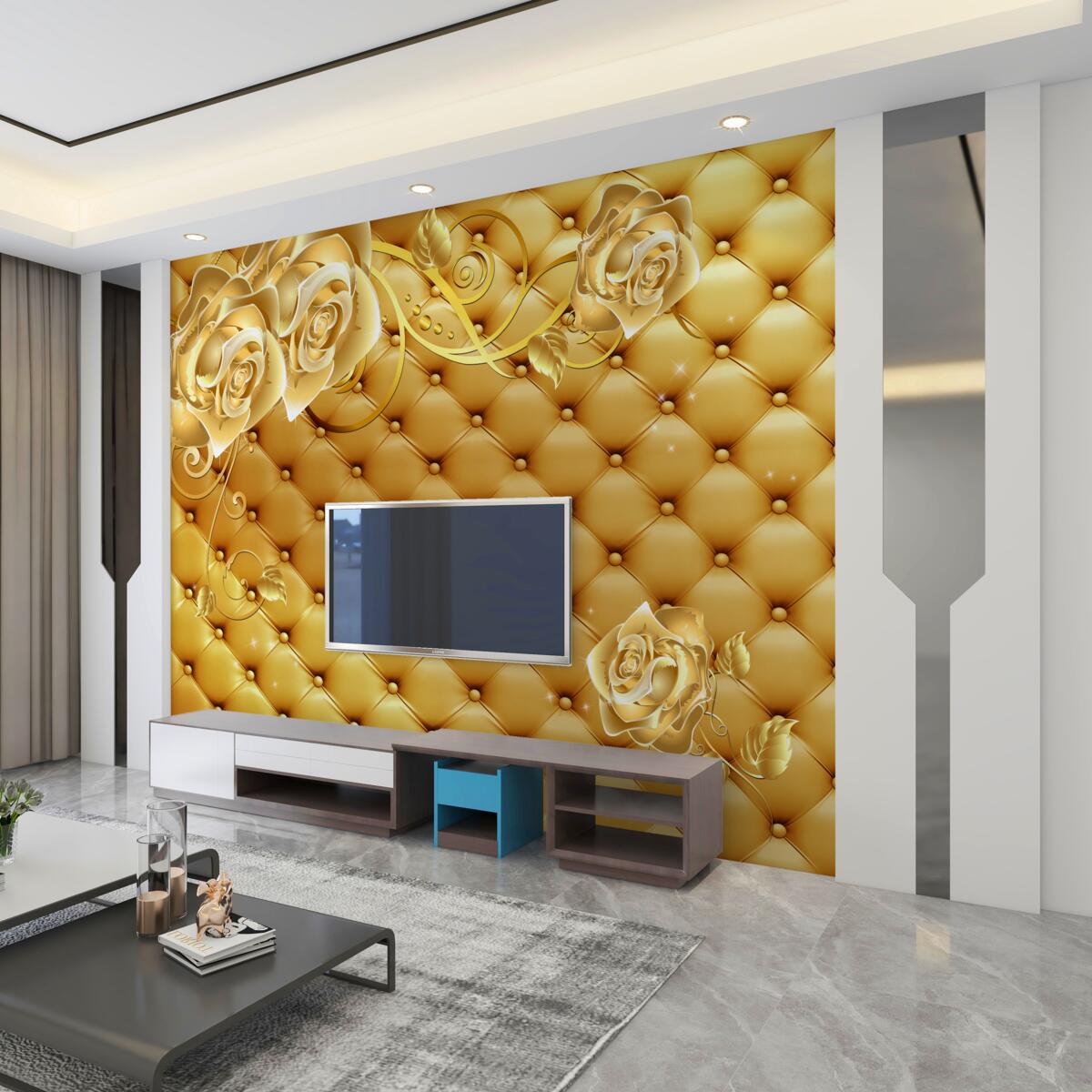 Fototapeta Tekstura tkaniny i kwiaty