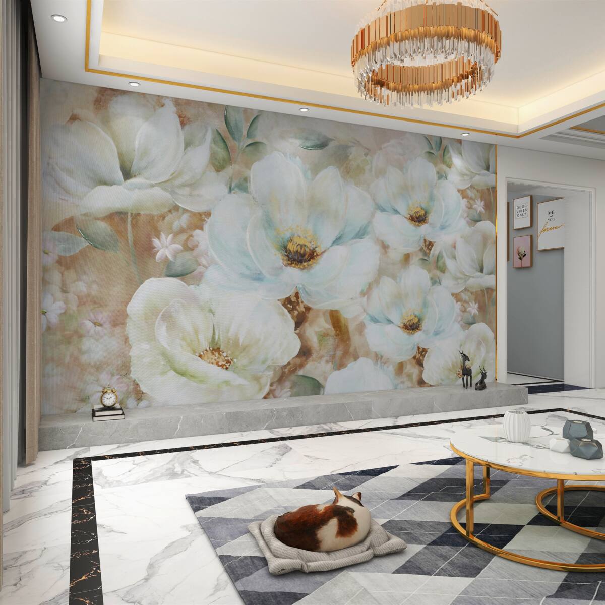 Fototapeta Białe kwiaty orchidei w akwareli