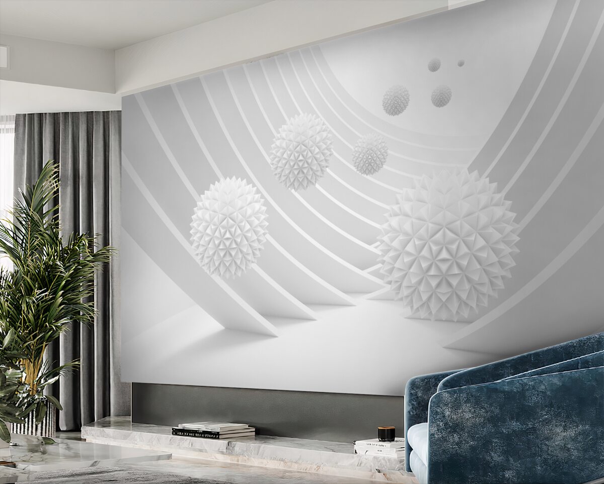 Fototapeta Spiczaste białe kule w tunelu wyjściowym