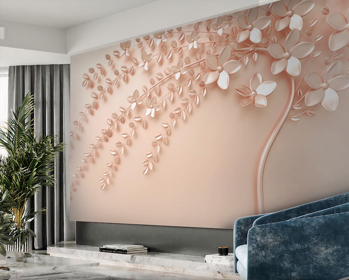 Fototapeta Delikatne drzewo o obfitym kwitnieniu