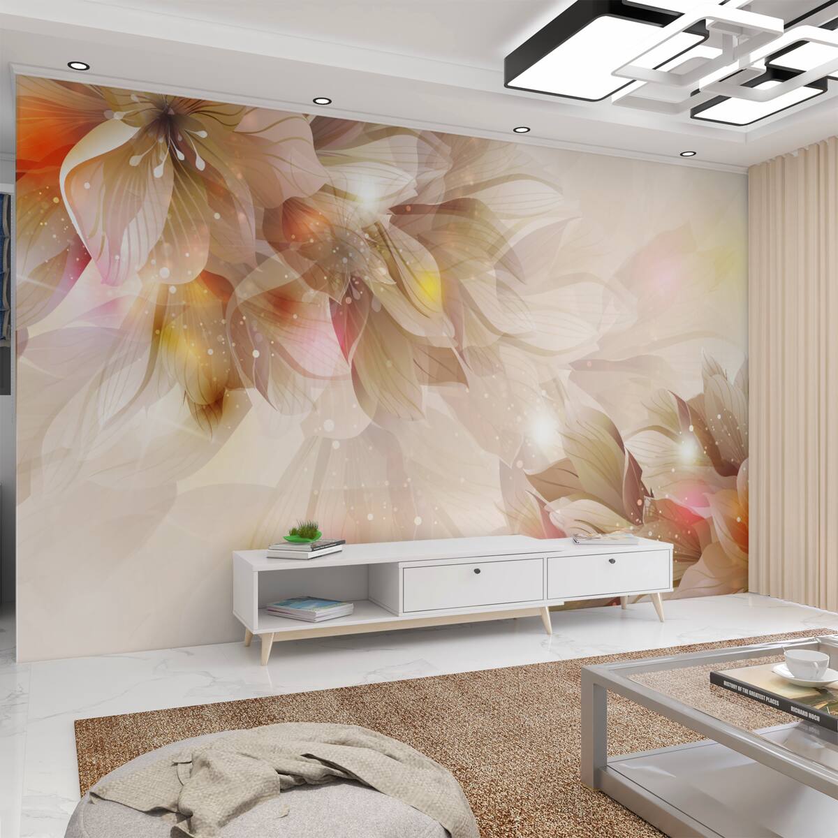 Fototapeta Jasne, delikatne kwiaty z połyskiem