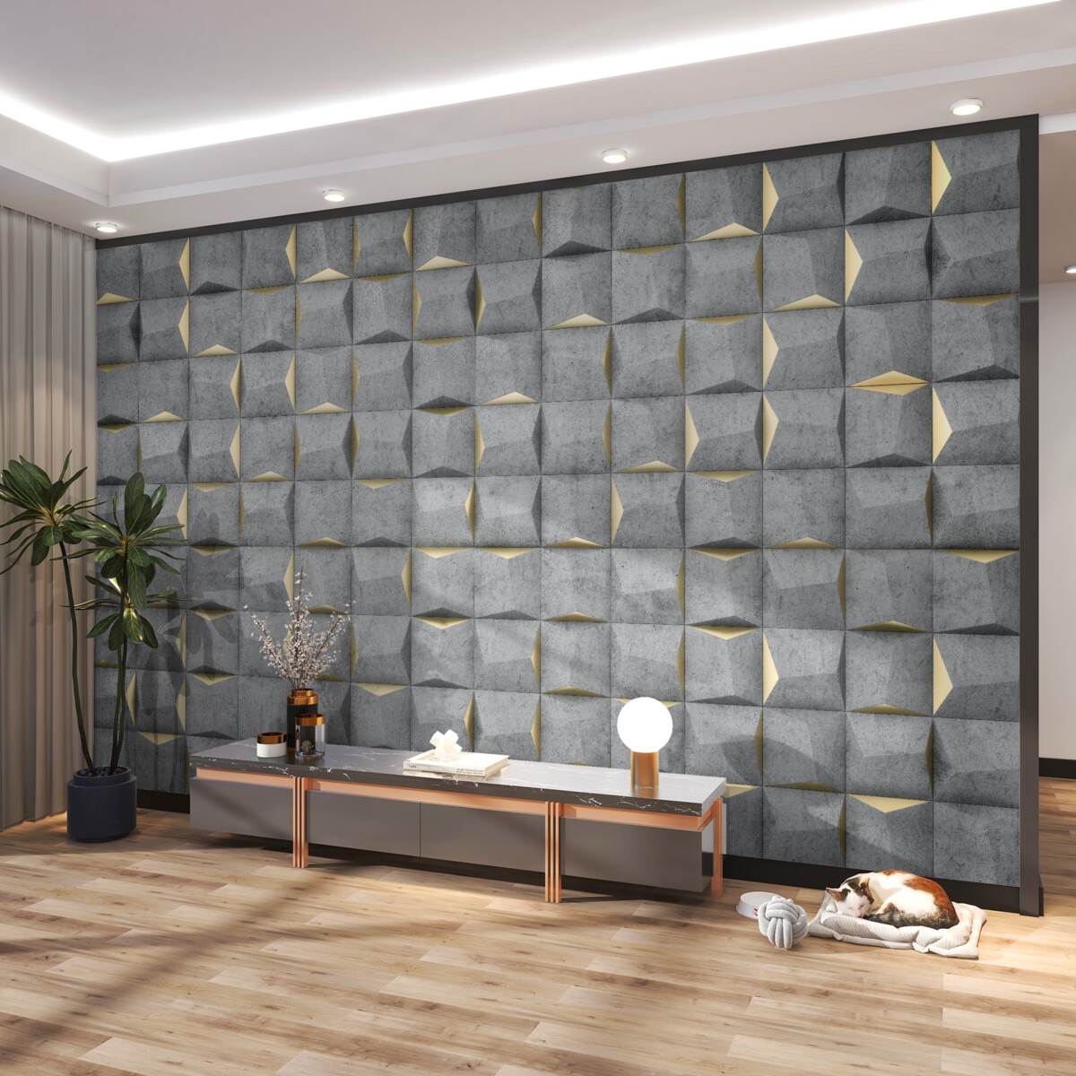 Fototapeta Prostokąty 3D ze złotem