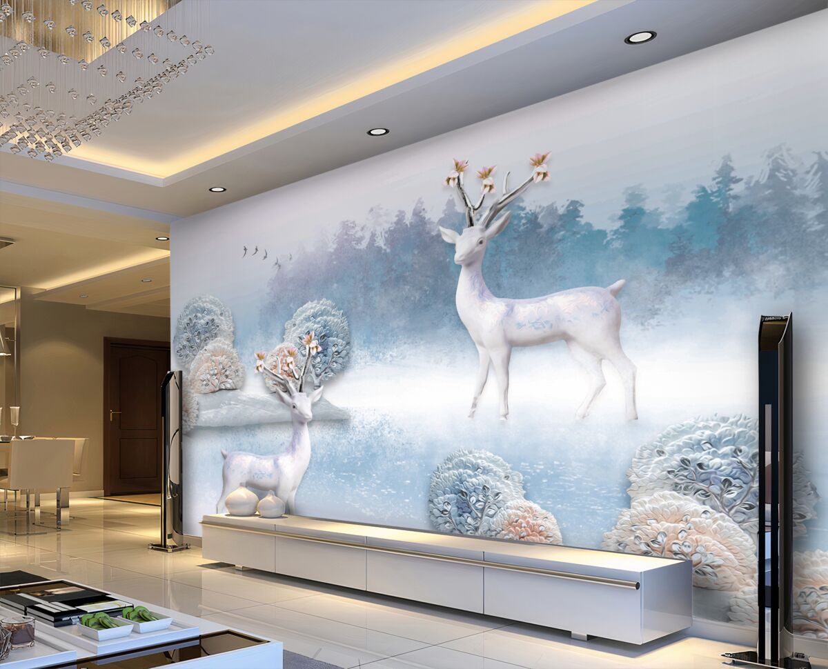 Fototapeta Zimowe jelenie w lesie