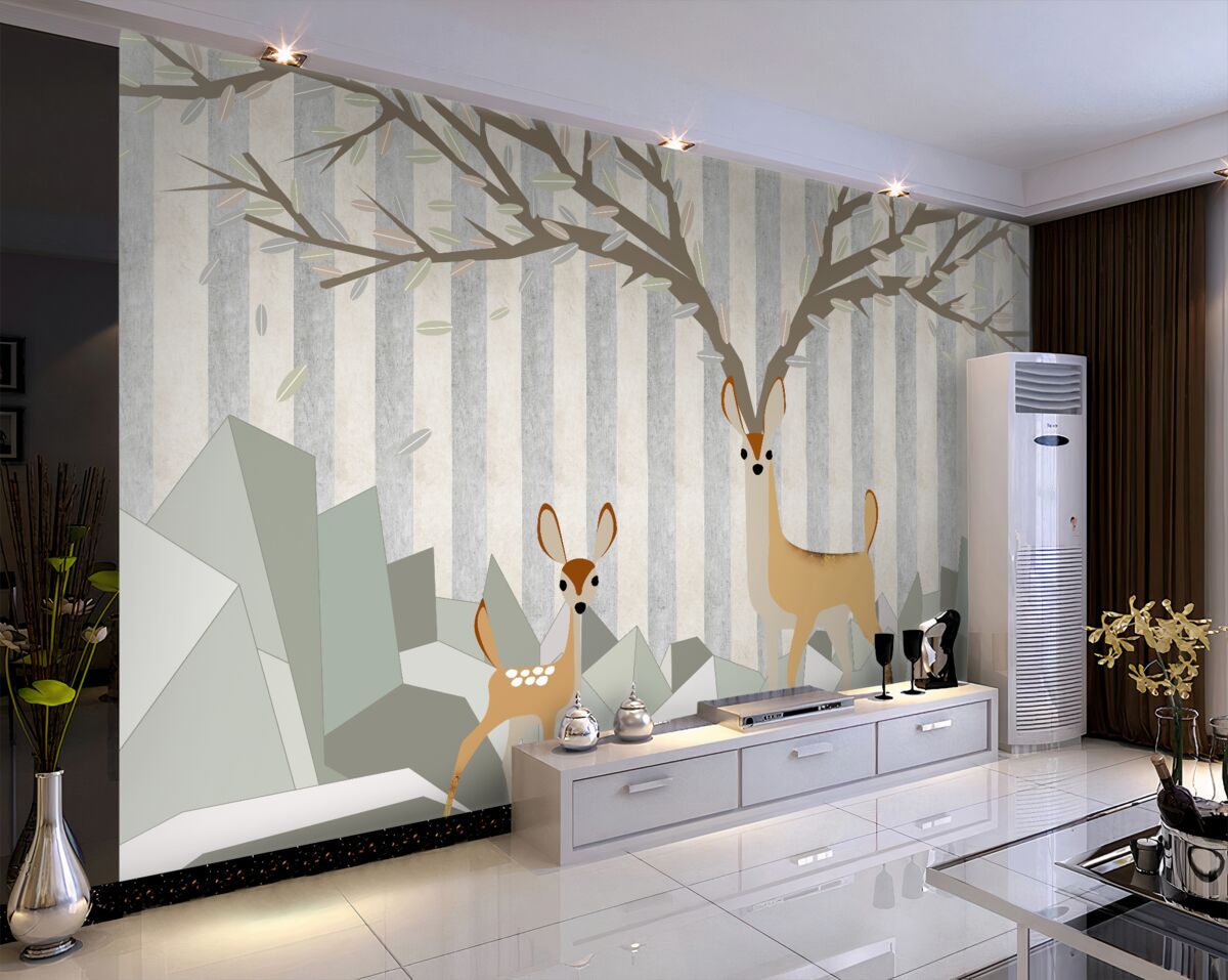 Fototapeta Rodzina jeleni na abstrakcyjnym tle