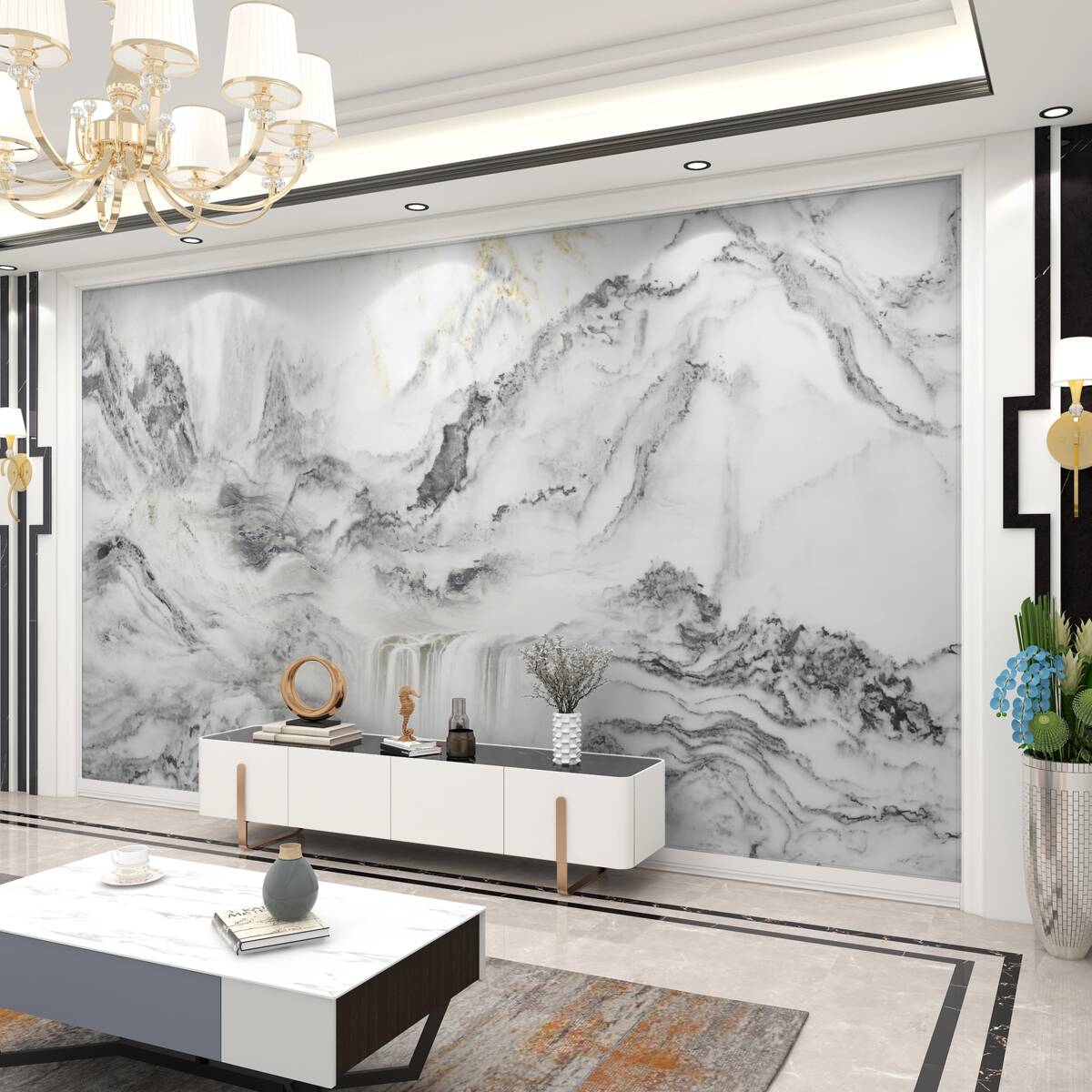 Fototapeta Tekstura górskiego krajobrazu na marmurze