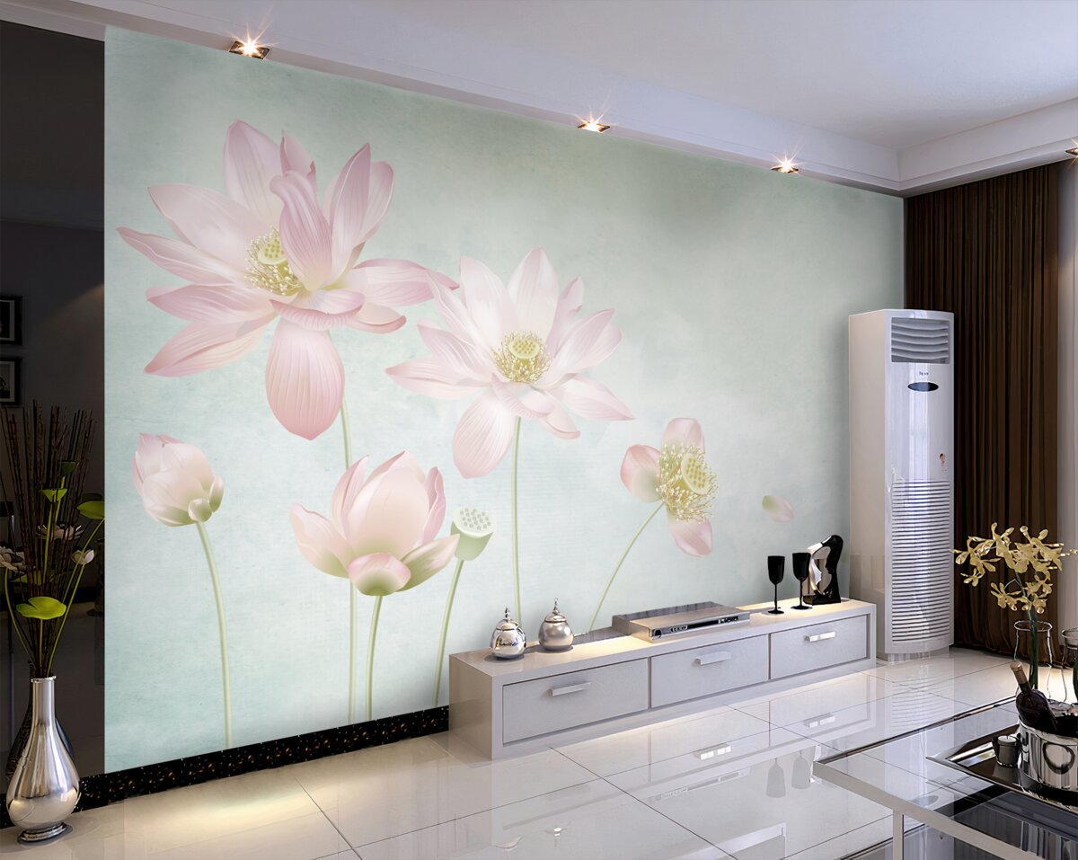 Fototapeta Smukłe maki na niebieskim tle