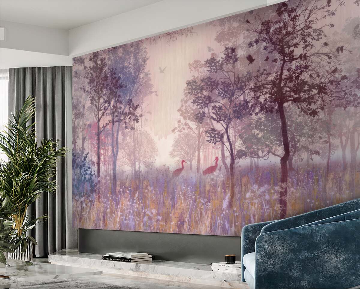 Fototapeta Jesienny las w akwareli