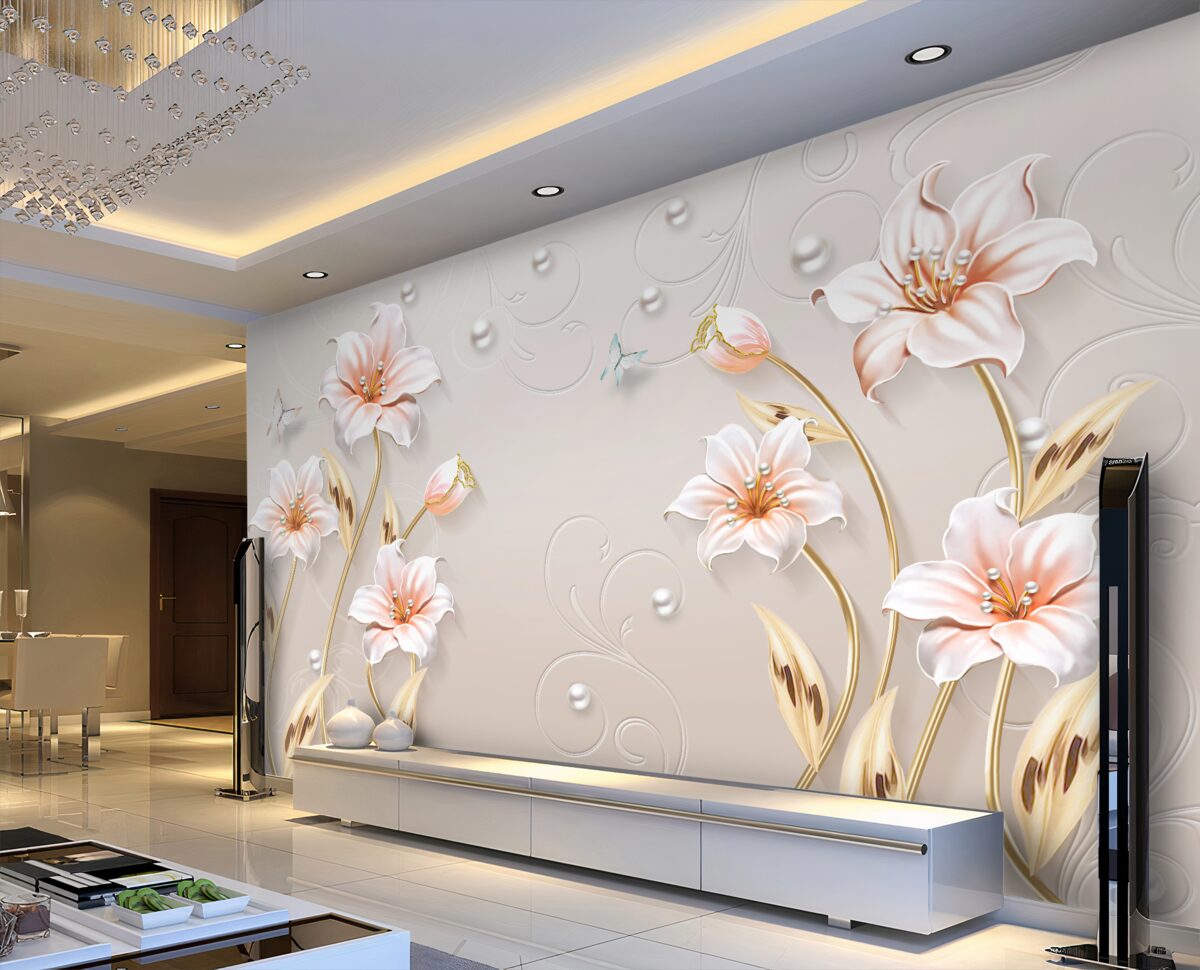 Fototapeta Metalowe kwiaty i perły