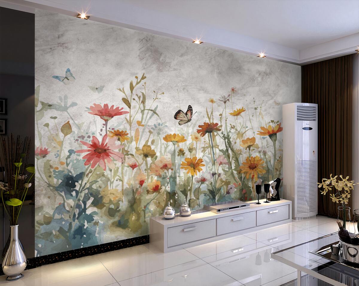 Fototapeta Motyle na kwiatach o świcie