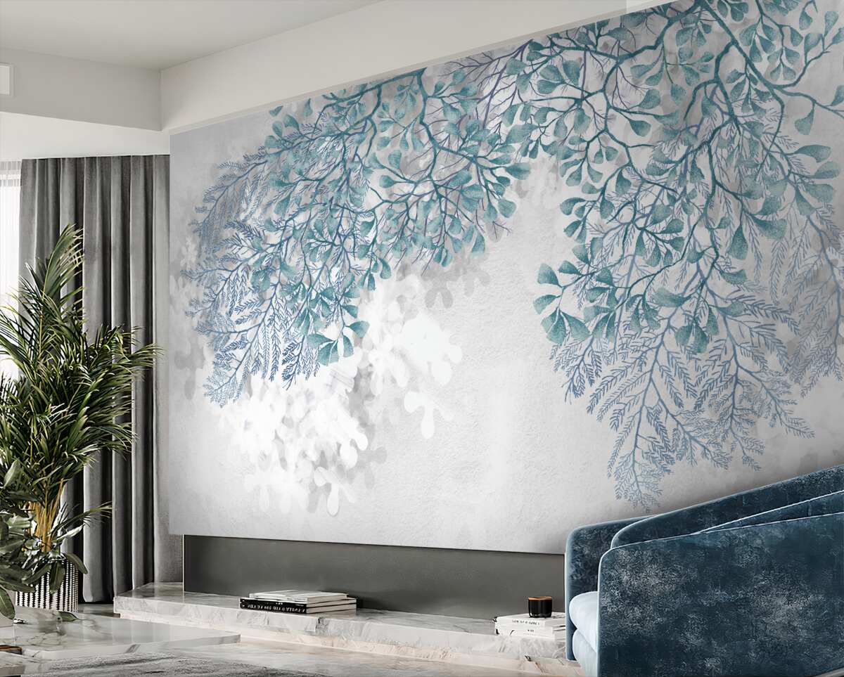 Fototapeta Zielone liście na białym tle