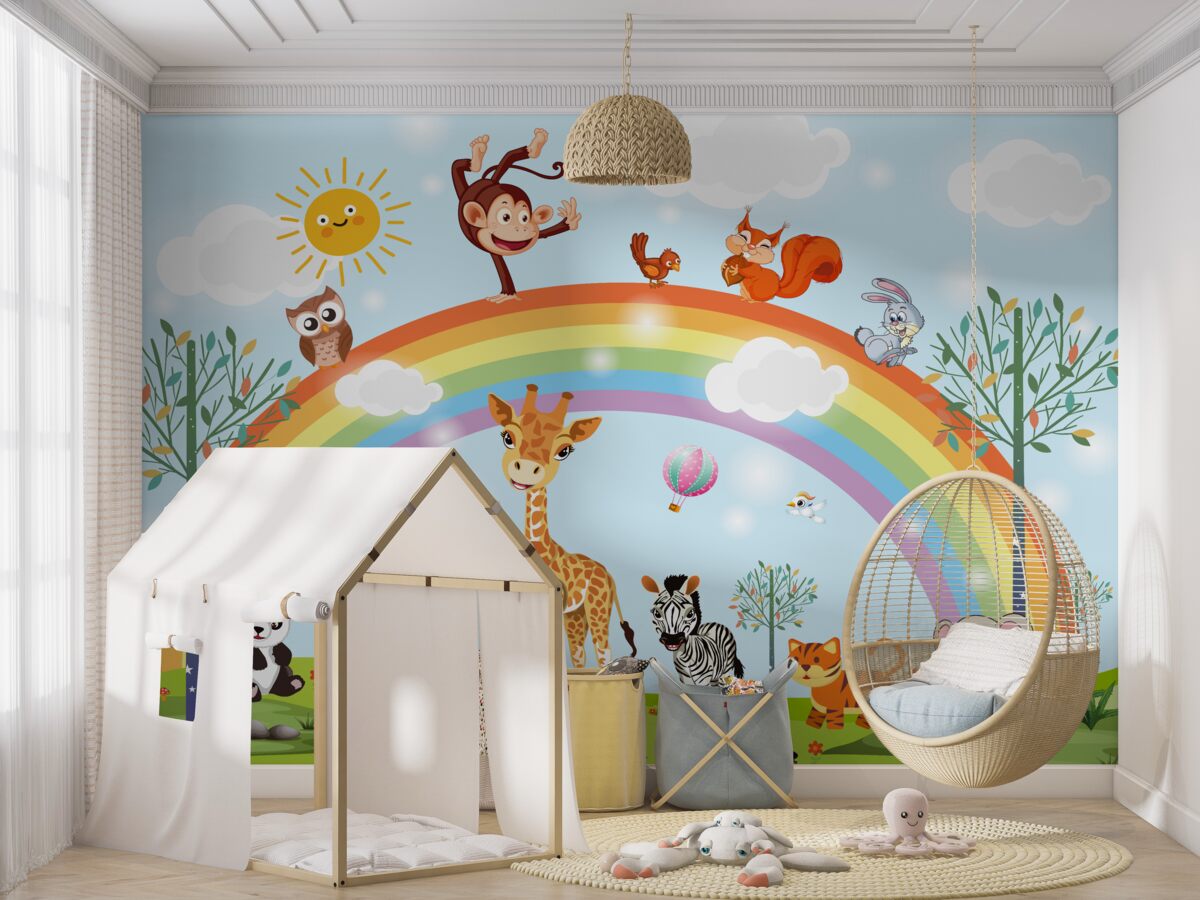 Fototapeta Zwierzęta cieszą się tęczą