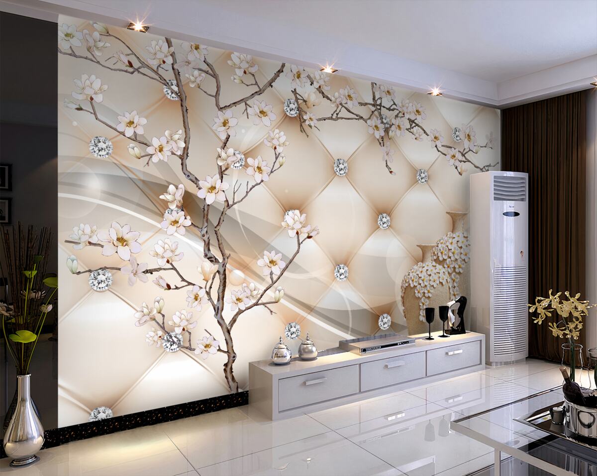 Fototapeta Tekstura z gałęzią i kwiatami