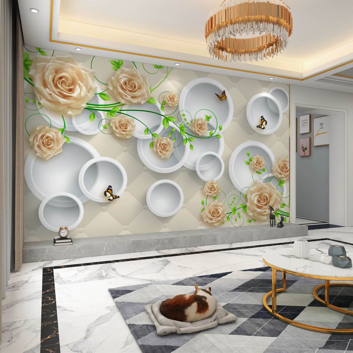 Fototapeta Geometryczne koła z różami