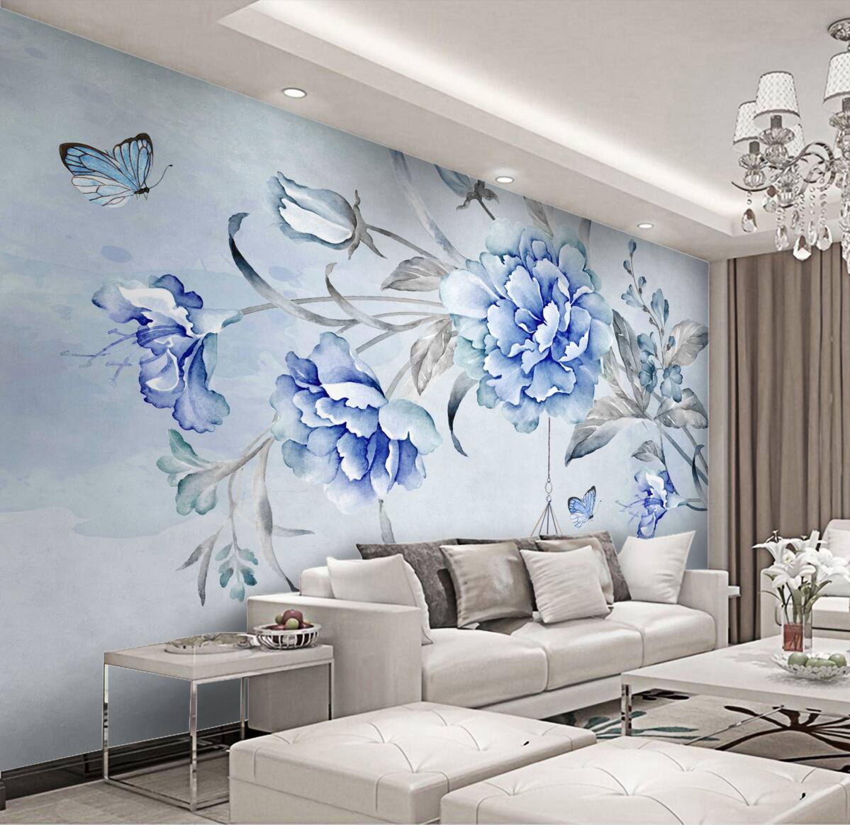 Fototapeta Niebieska gałąź mimozy