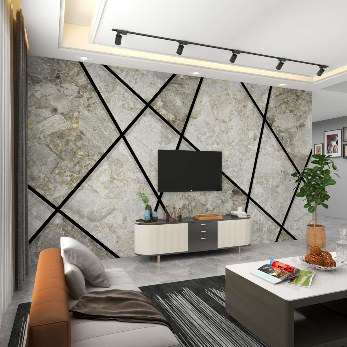 Fototapeta Marmur z czarnej linii