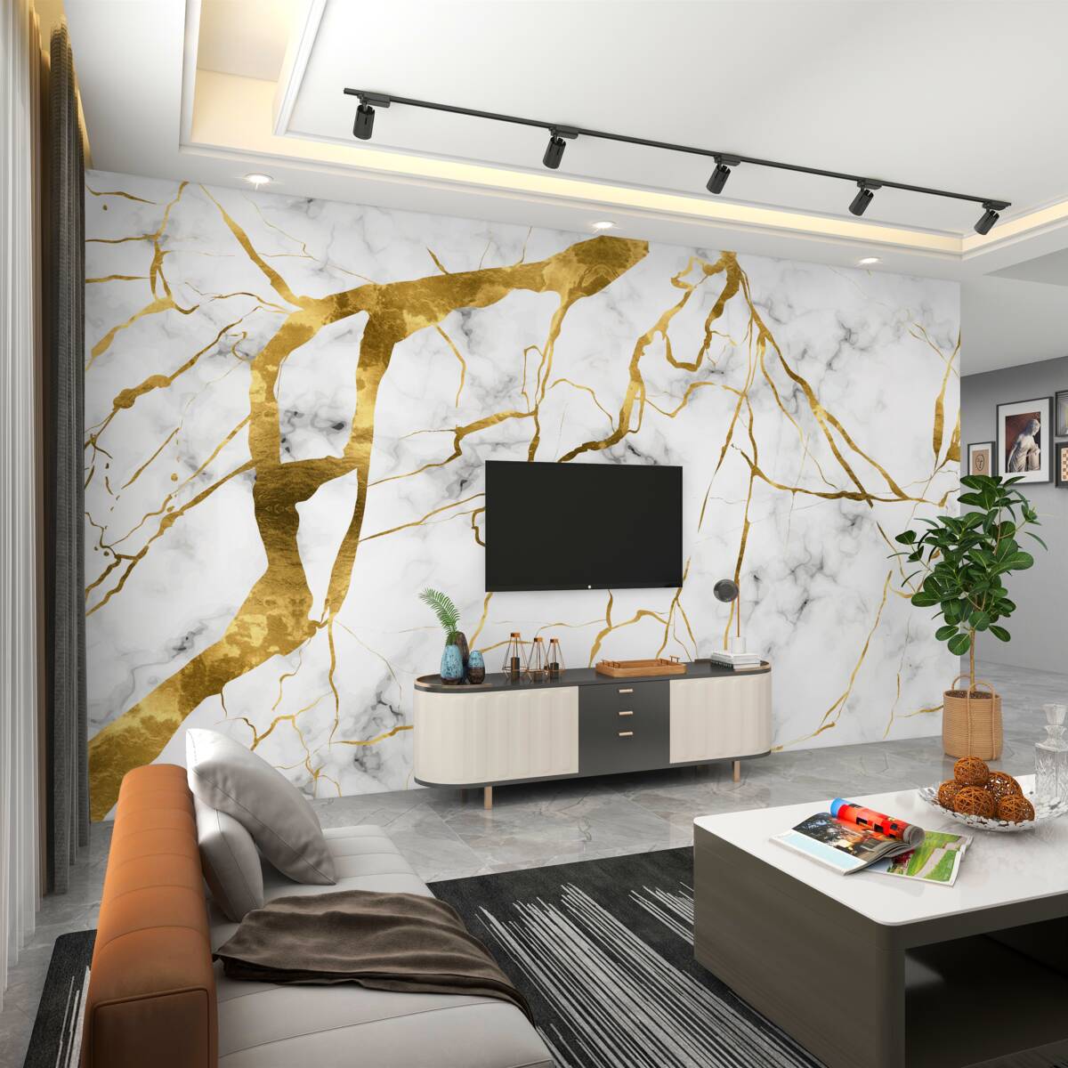 Fototapeta W noc uderza jasna błyskawica