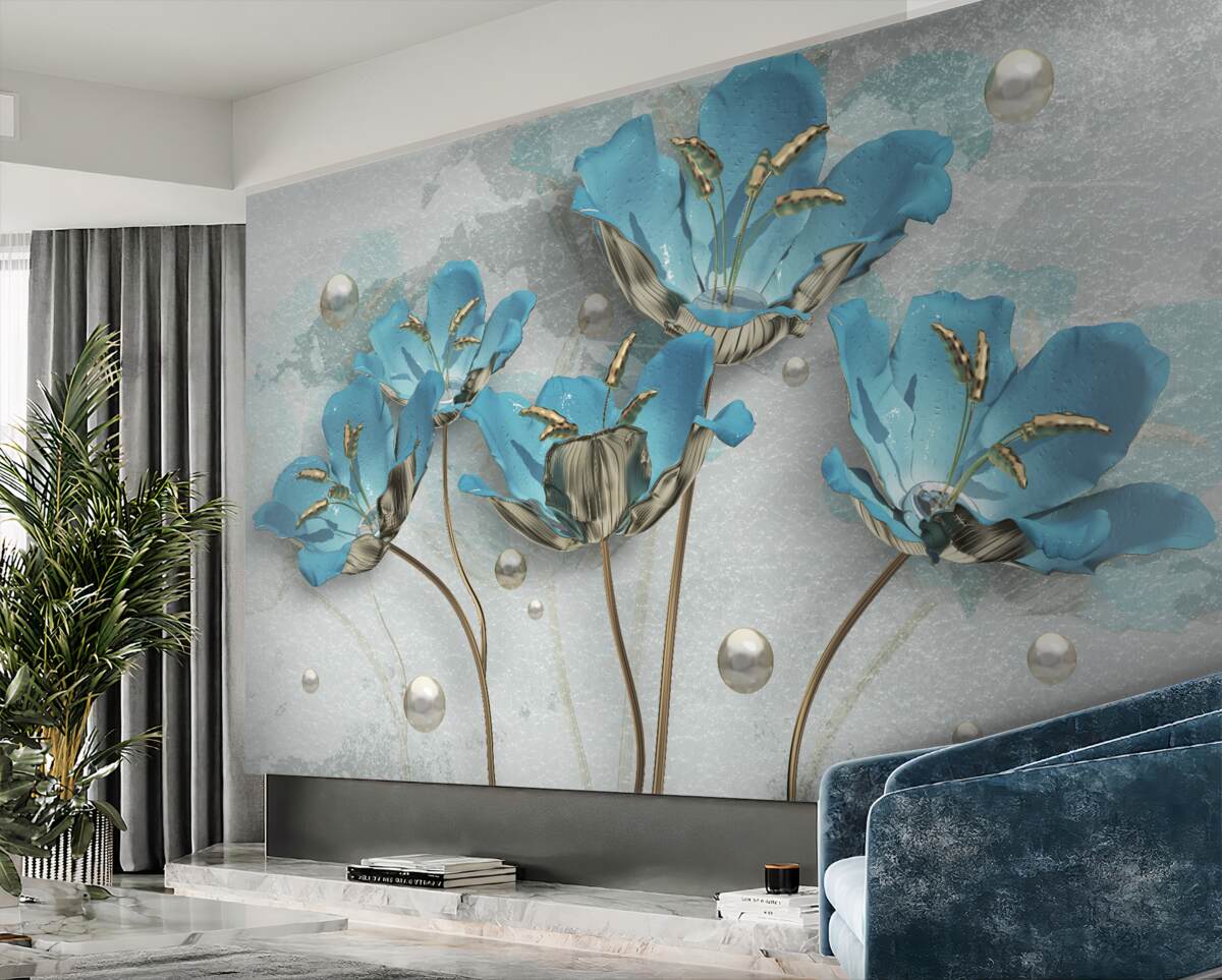 Fototapeta Niebieskie metalowe kwiaty