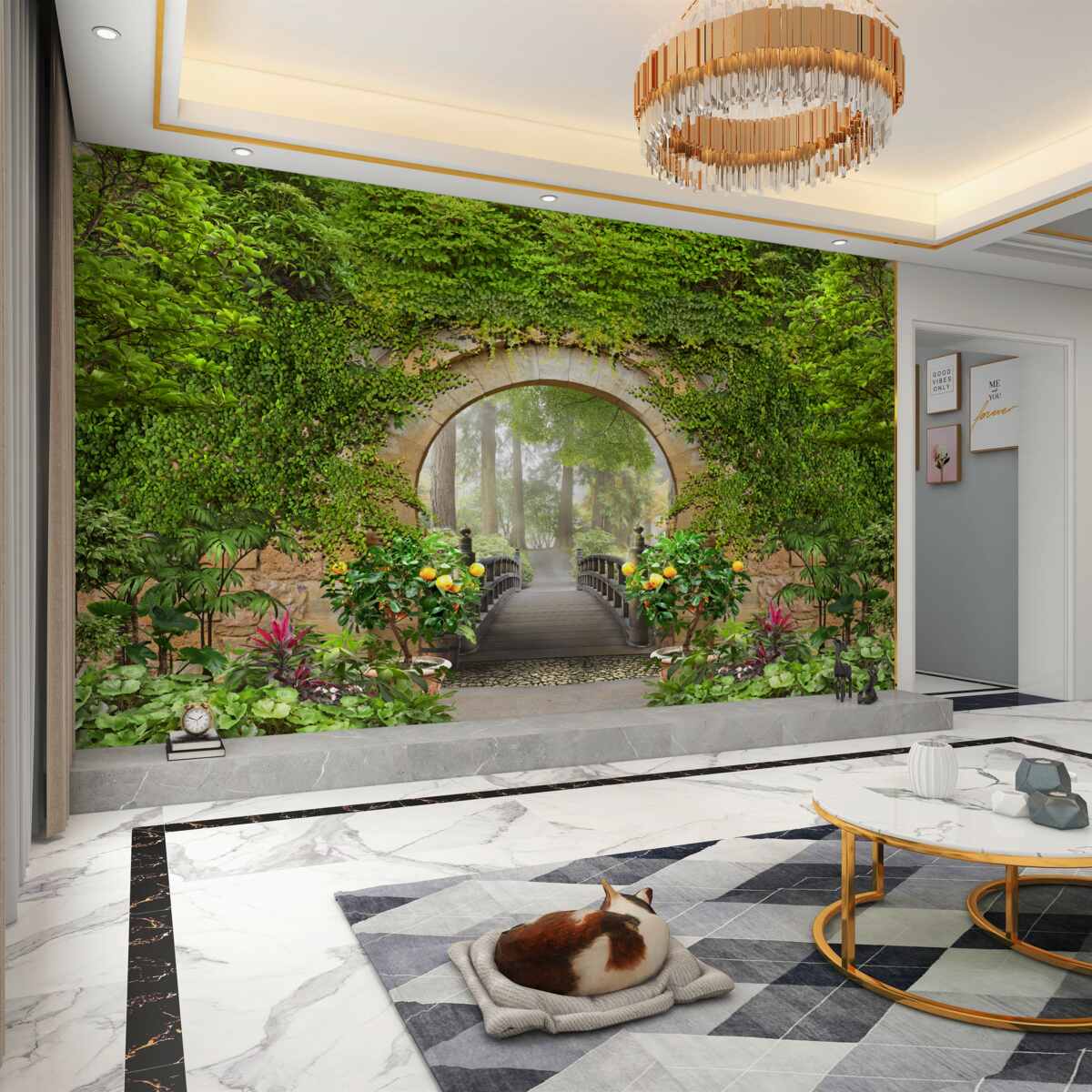 Fototapeta Zadaszony zielony łuk w lesie