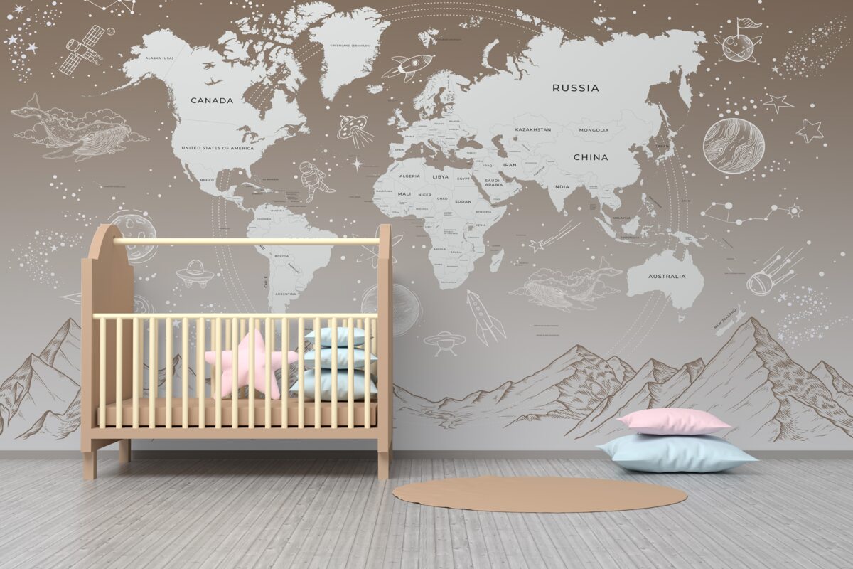 Fototapeta Mapa świata nad górami