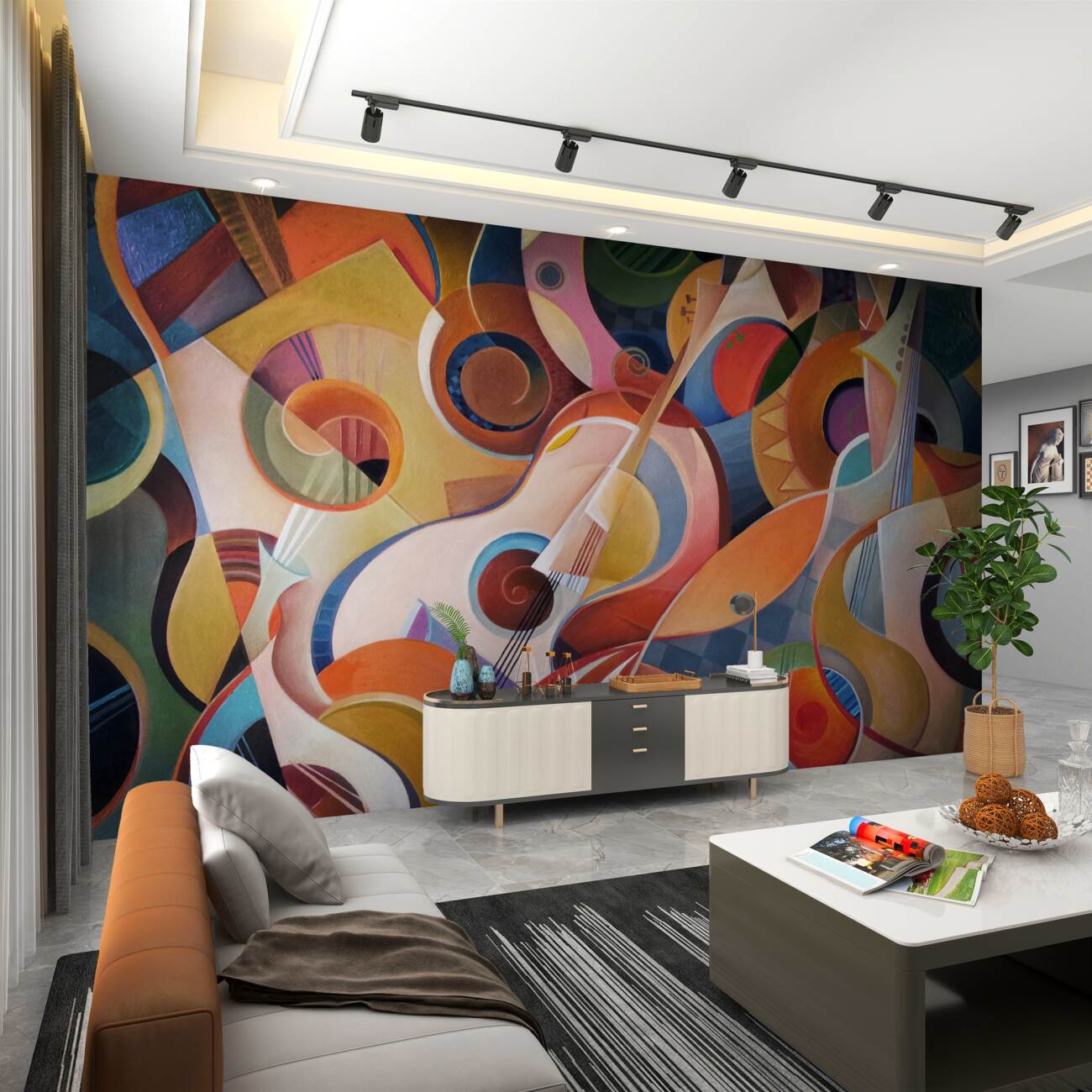 Fototapeta Muzyczna abstrakcja nut i gitar