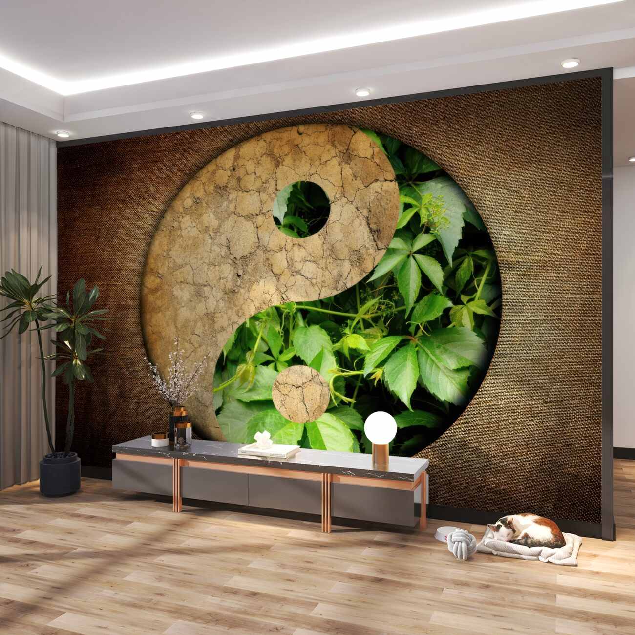 Fototapeta Yin-yan z ziołami