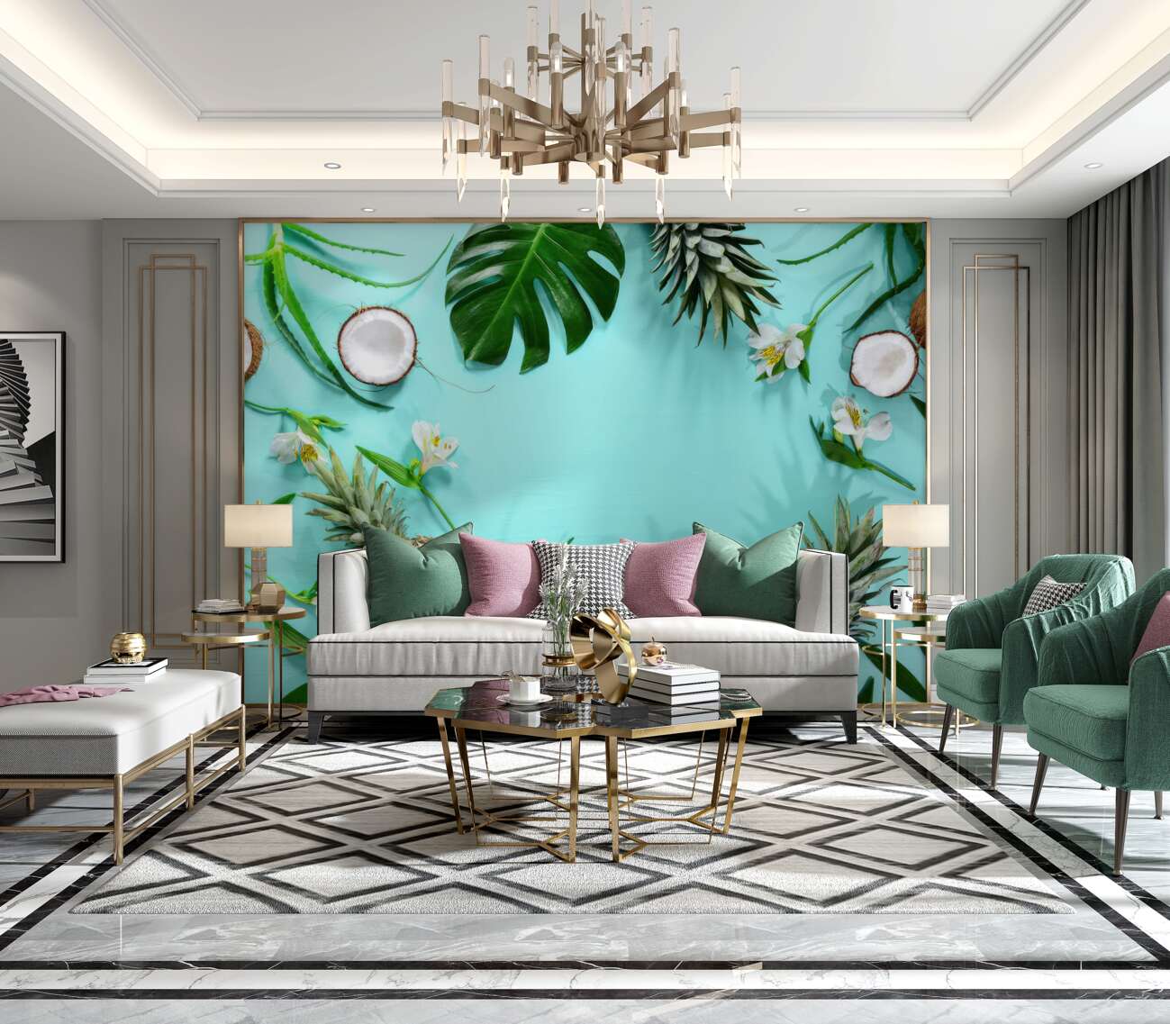 Fototapeta Ananas i kokos na wodzie