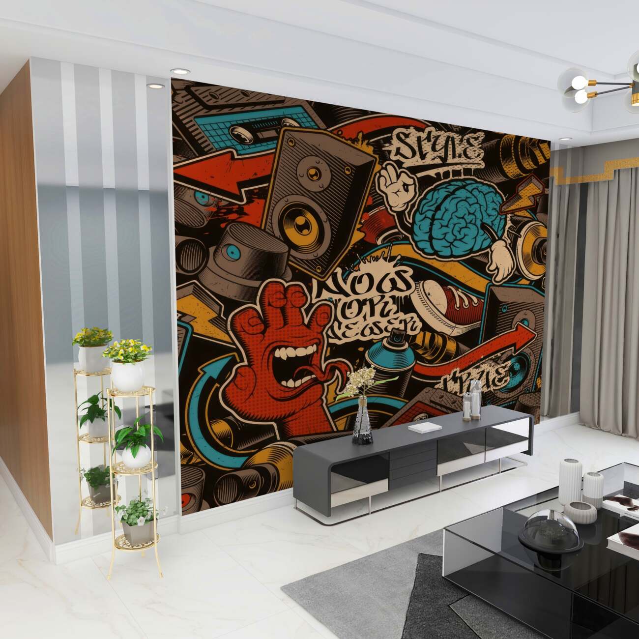 Fototapeta Instrumenty muzyczne i graffiti