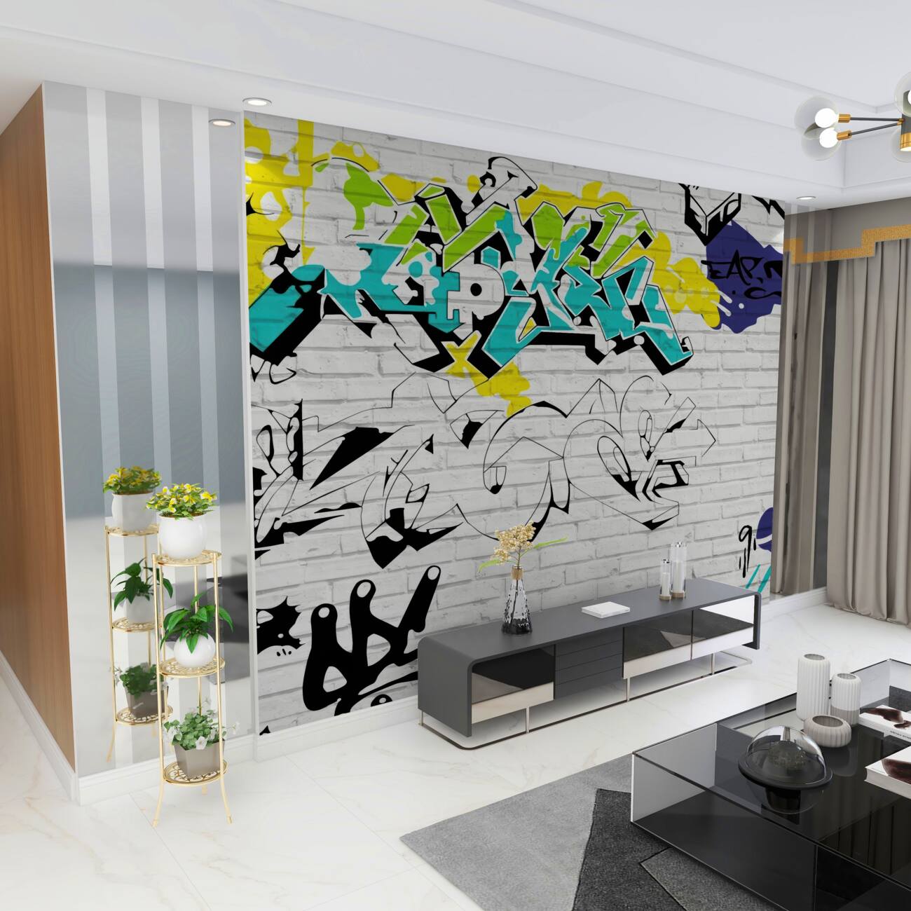 Fototapeta Szkice graffiti na ścianach cegły