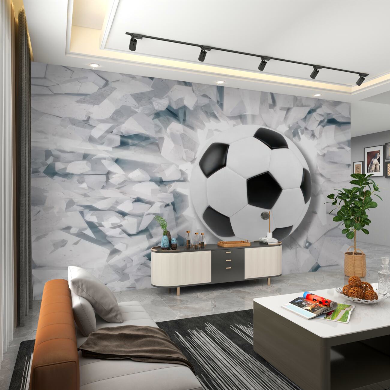 Fototapeta Piłka nożna przez ścianę