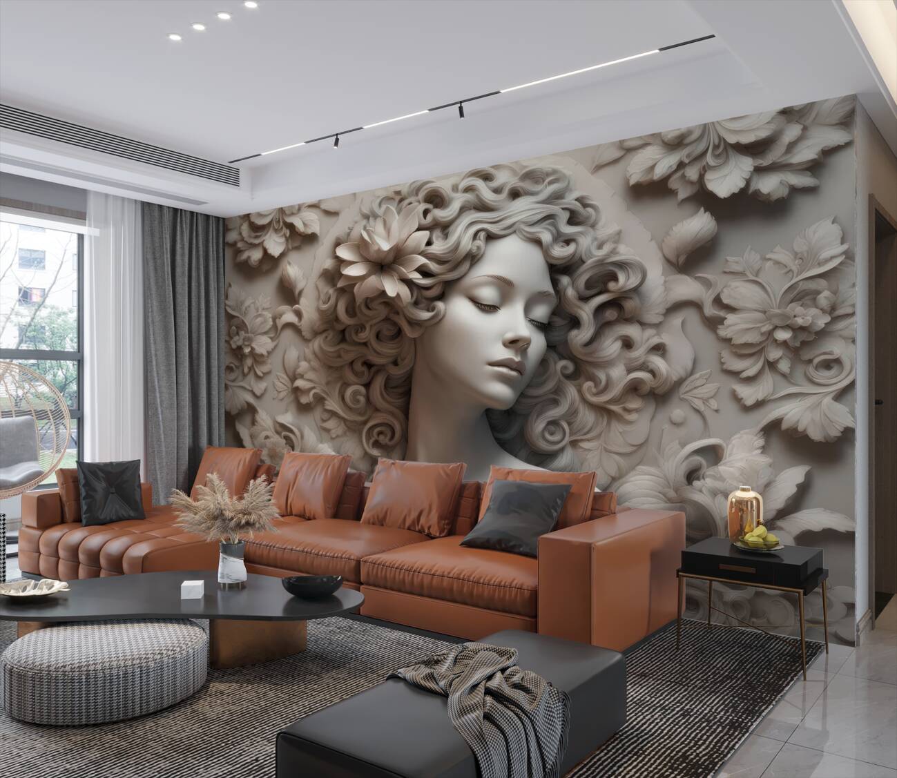 Fototapeta Dziewczyna na obrazie na tynku