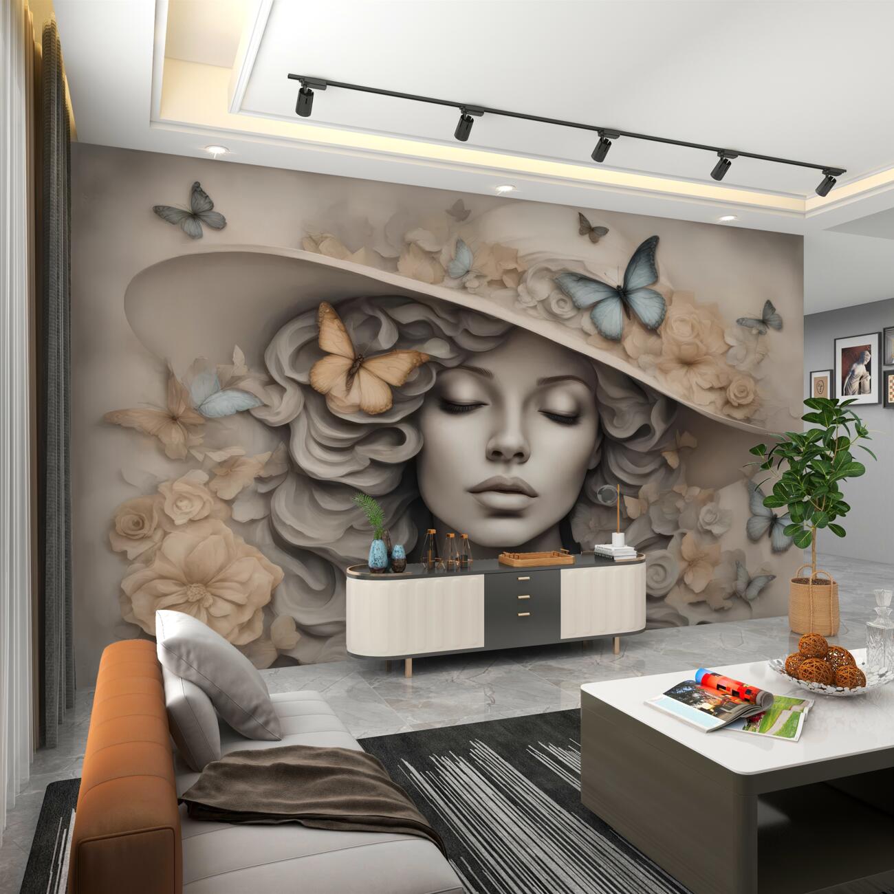 Fototapeta Piękna dziewczyna na obrazie i kapeluszu