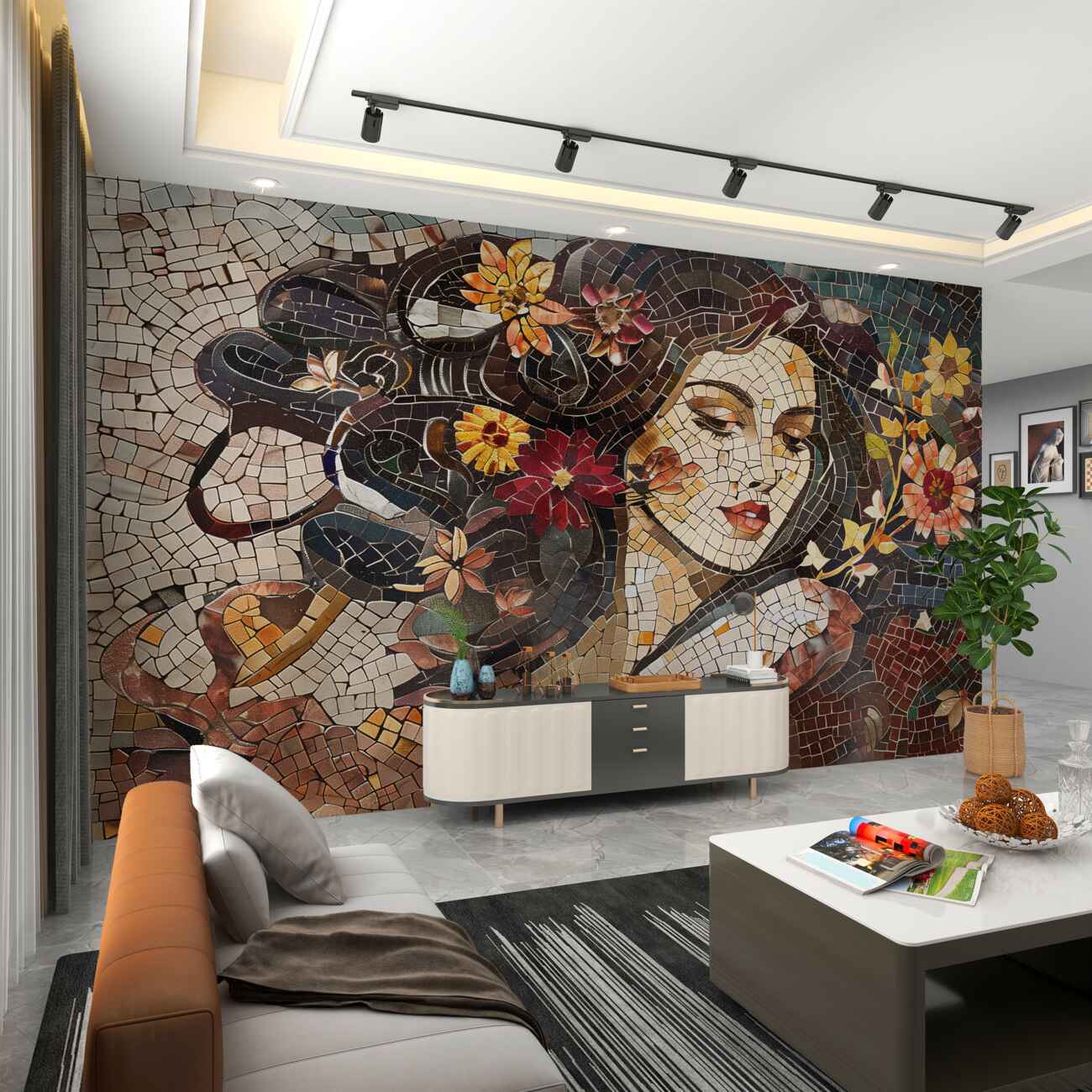 Fototapeta Obraz dziewczyny abstrakcyjnej mozaiki