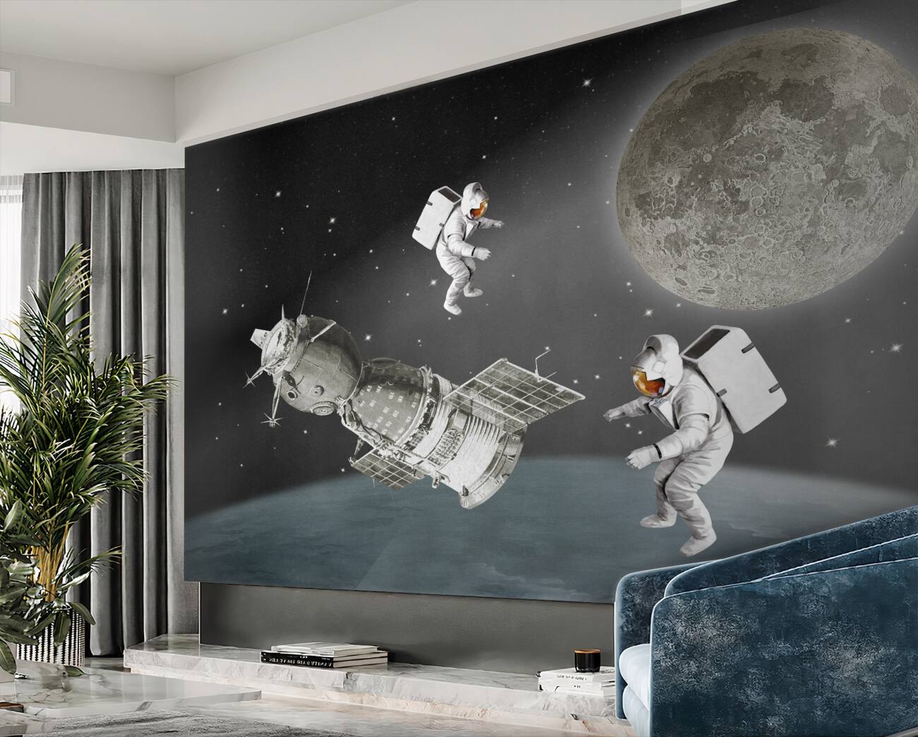 Fototapeta Astronauci w przestrzeni satelitarnej