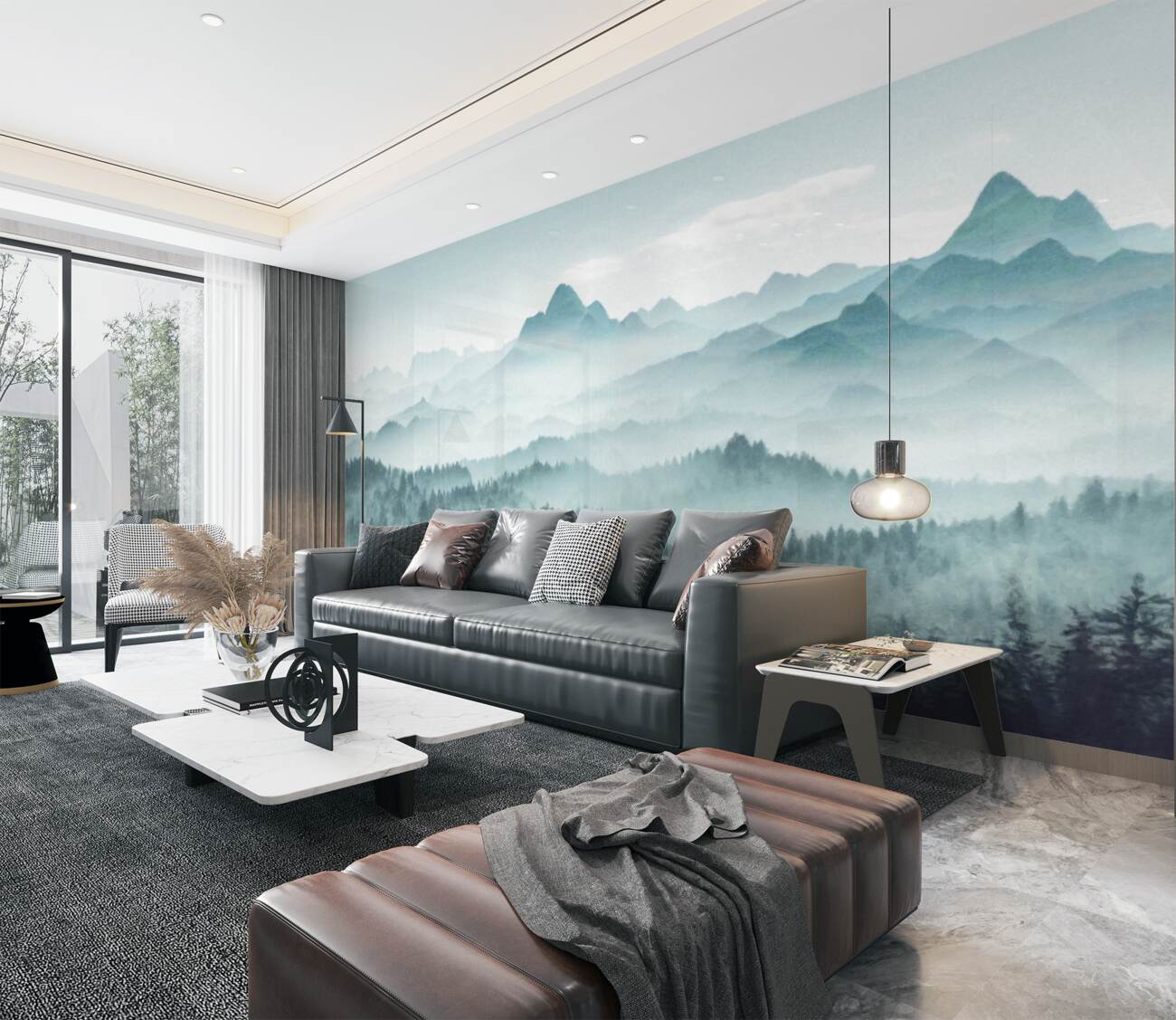 Fototapeta Walka z poranną mgłą w górach