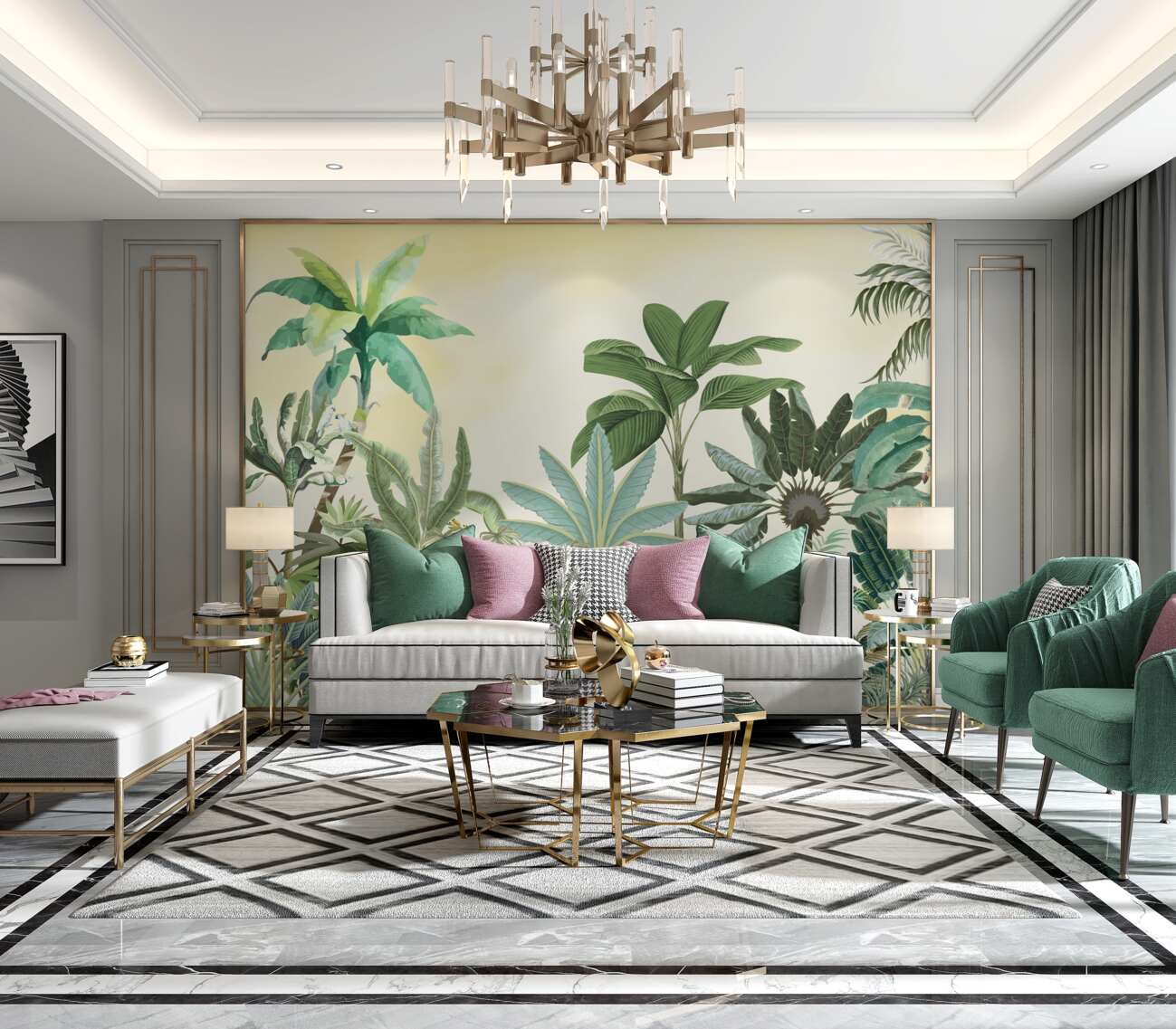 Fototapeta Zielona smukła dżungla