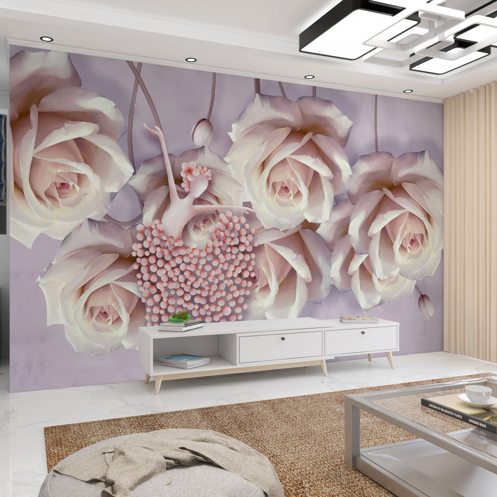 Fototapeta kremowa róża w dekoracjach