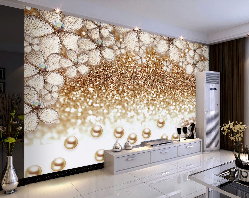 Fototapeta perły i kwiaty z białego złota