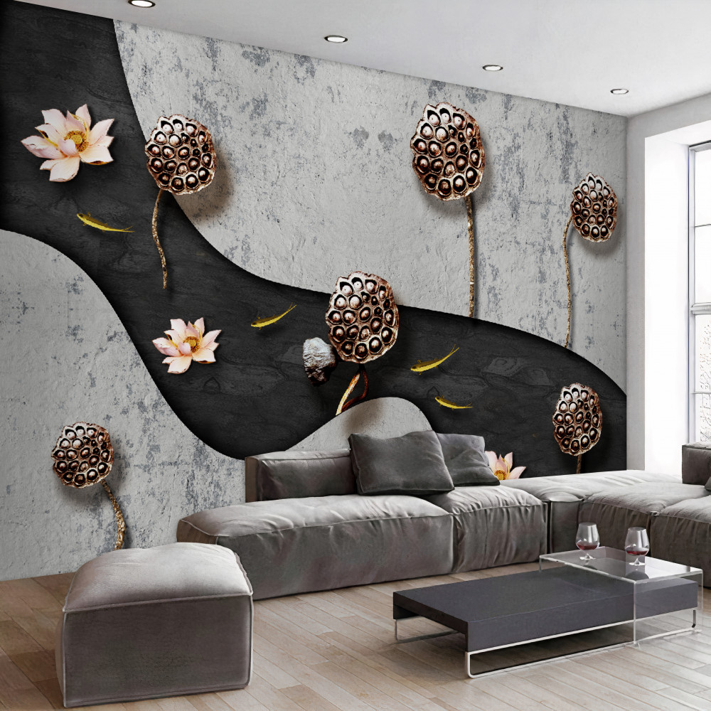 Fototapeta ścieżka na łące z abstrakcją kwiatów