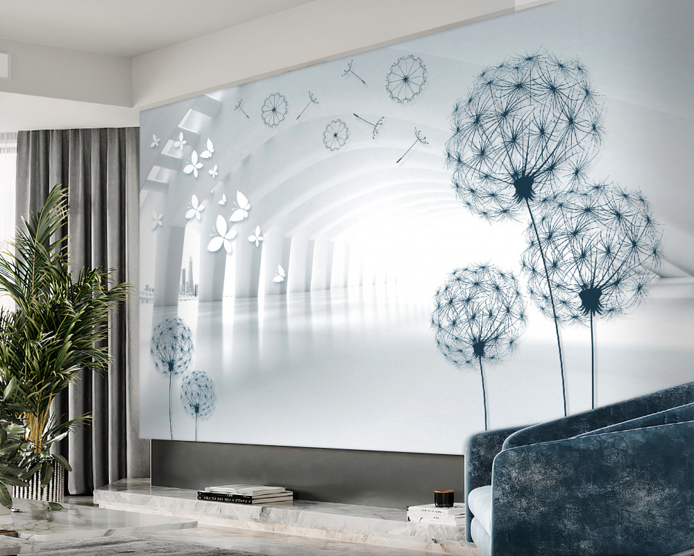 Fototapeta zwiewne białe kokardki i mlecze