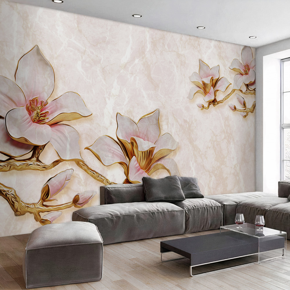 Fototapeta białe gałęzie magnolii na miękkim tle