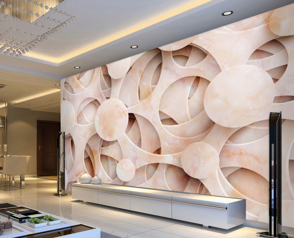 Fototapeta koła i zakrzywione linie na różowym tle